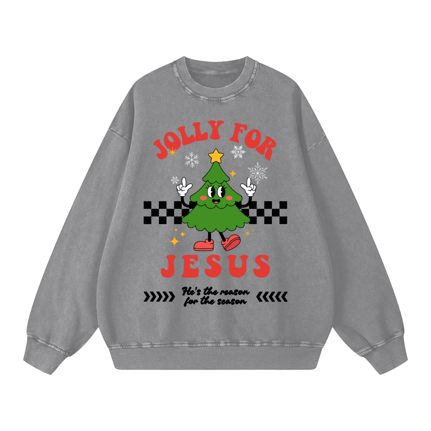 Jolly for Jesus Acid Washed Oversized Sweatshirt