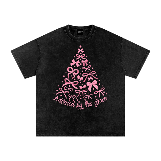 Adorned by His Grace Acid Washed Oversized Tee