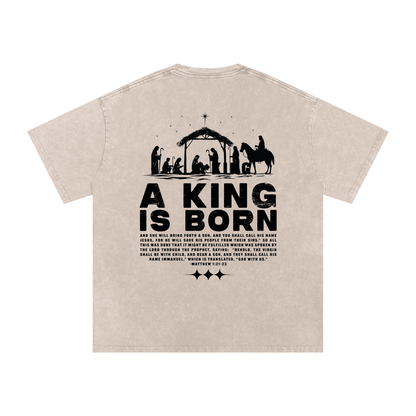King is Born Acid Washed Oversized Tee