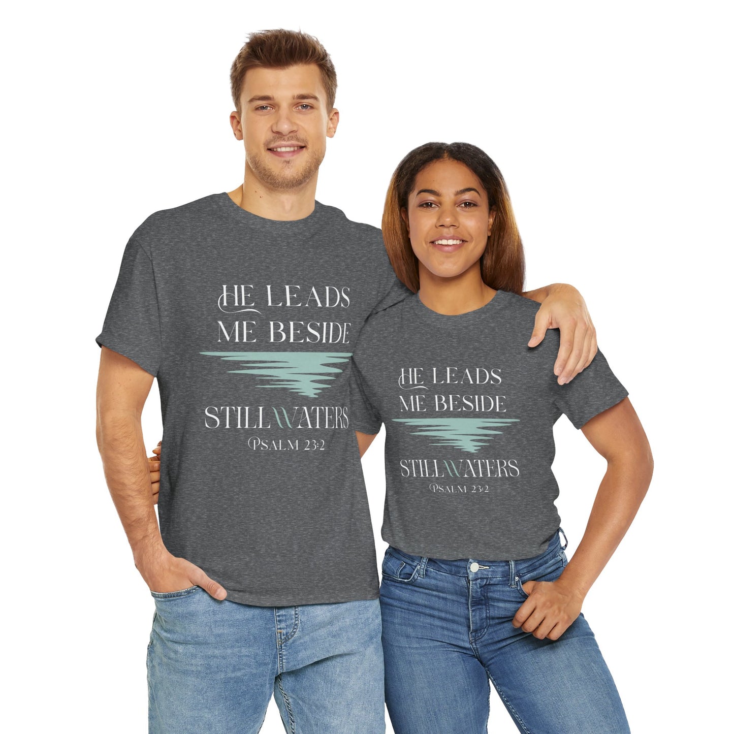 He Leads Me Unisex Cotton Tee