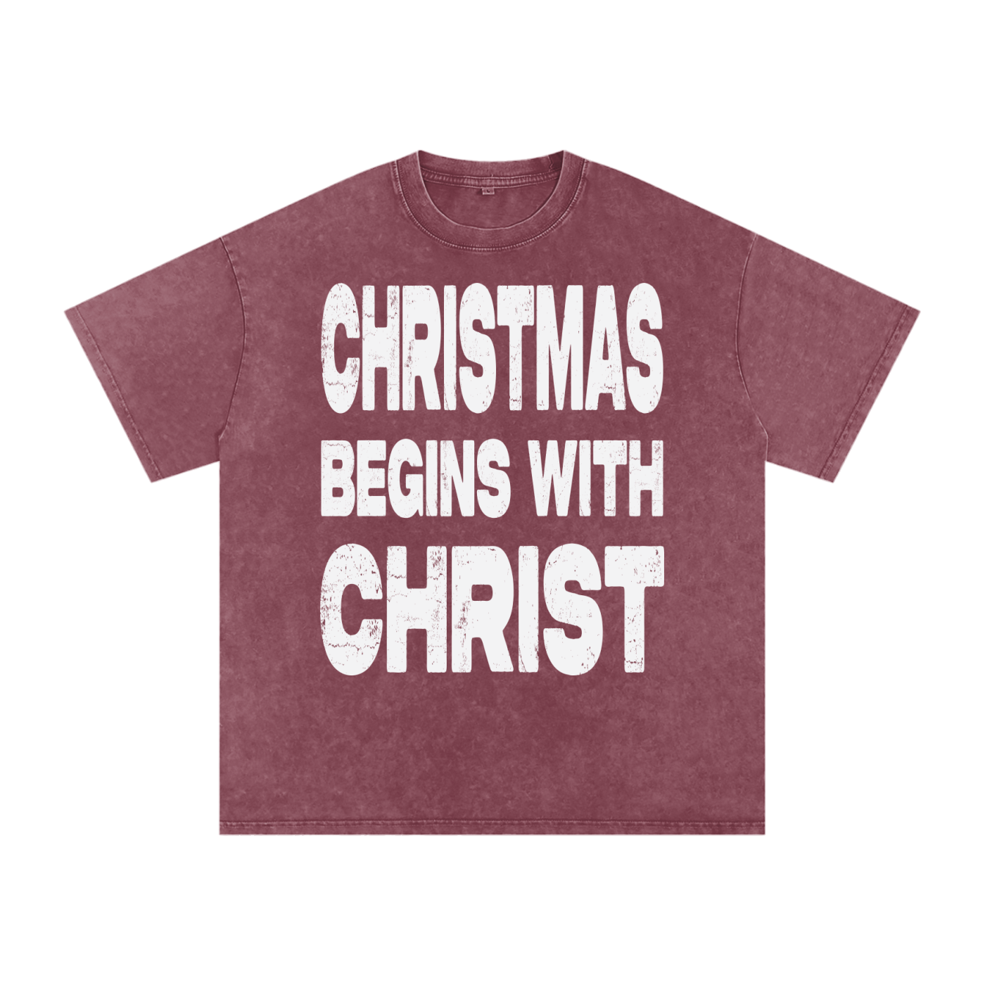Christmas Begins with Christ Acid Washed Oversized Tee