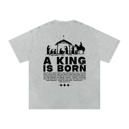King is Born Acid Washed Oversized Tee