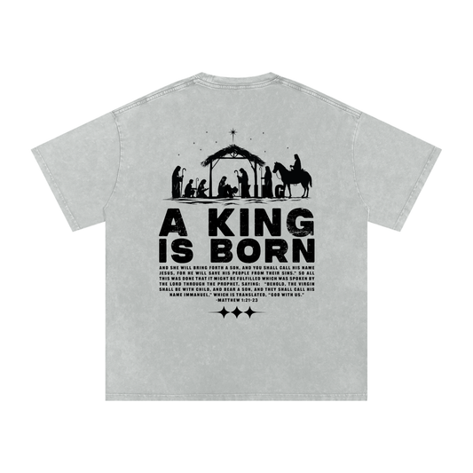 King is Born Acid Washed Oversized Tee