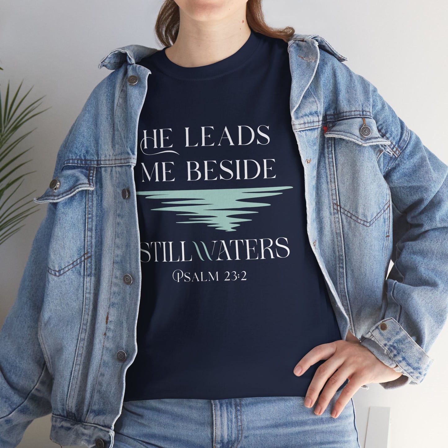 He Leads Me Unisex Cotton Tee