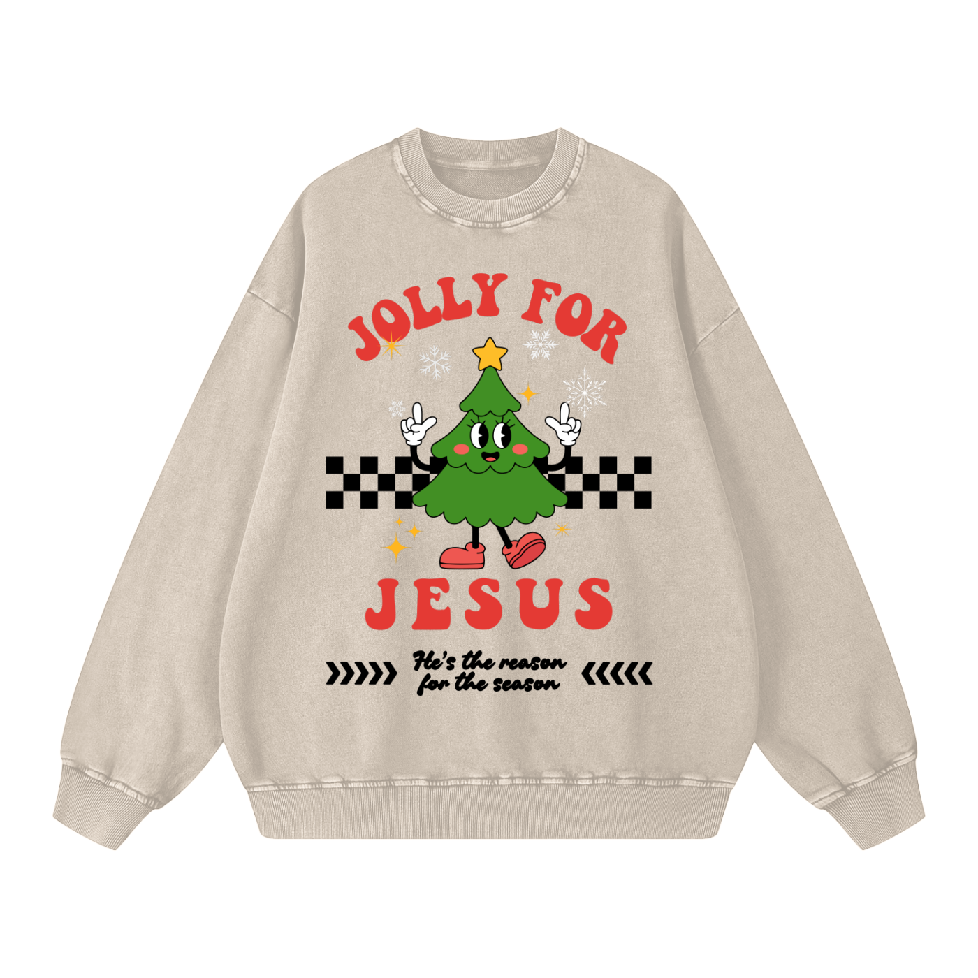 Jolly for Jesus Acid Washed Oversized Sweatshirt