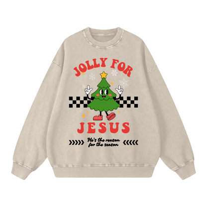 Jolly for Jesus Acid Washed Oversized Sweatshirt