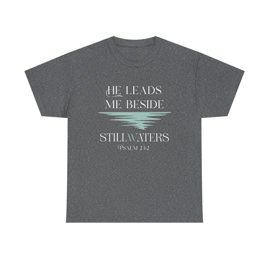 He Leads Me Unisex Cotton Tee