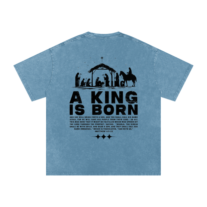 King is Born Acid Washed Oversized Tee