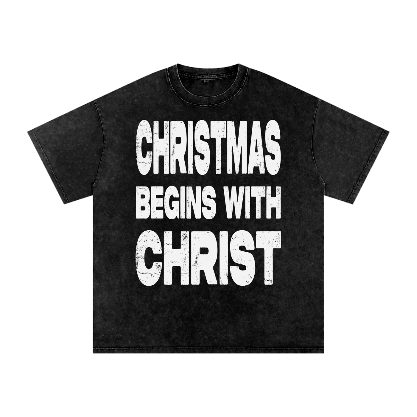 Christmas Begins with Christ Acid Washed Oversized Tee