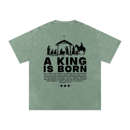 King is Born Acid Washed Oversized Tee