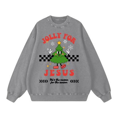Jolly for Jesus Acid Washed Oversized Sweatshirt