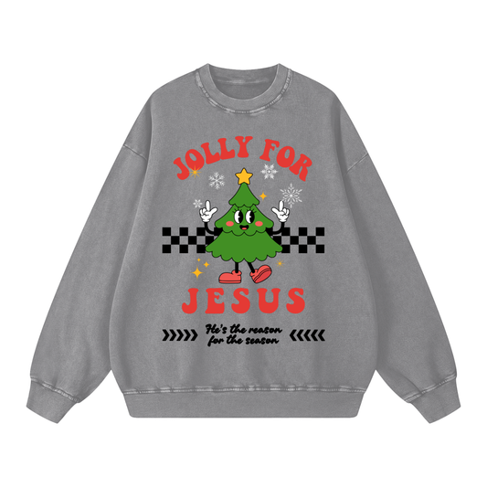 Jolly for Jesus Acid Washed Oversized Sweatshirt