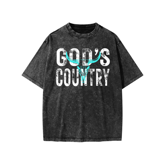 YOUTH God's Country Acid Wash Oversize Tee
