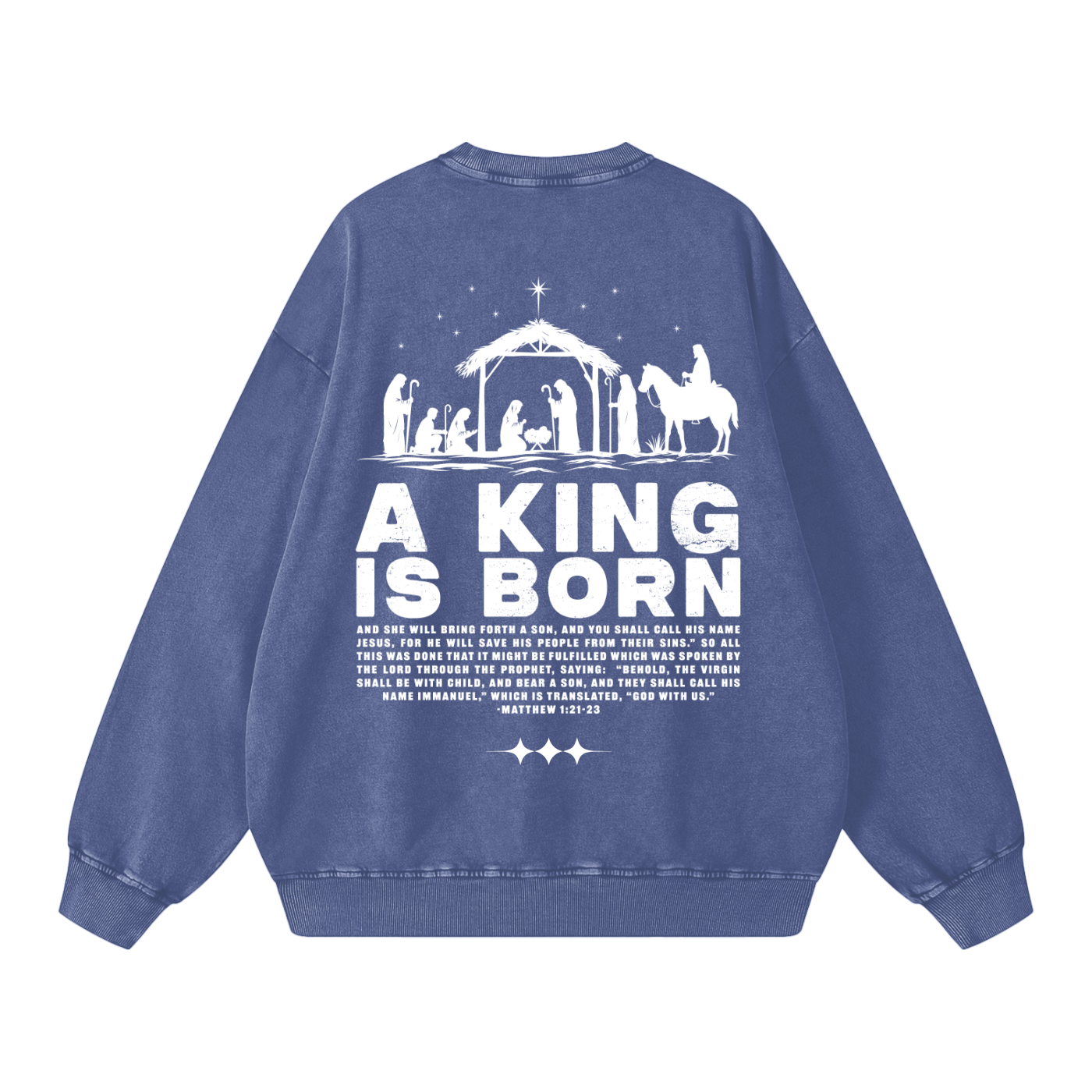 A King is Born Acid Washed Oversized Sweatshirt